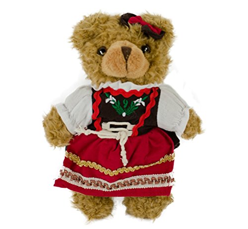 Teddys Rothenburg Trachten-Teddybär, 22cm, stehend, braun/rot, Plüschteddybär mit Dirndl von Teddys Rothenburg