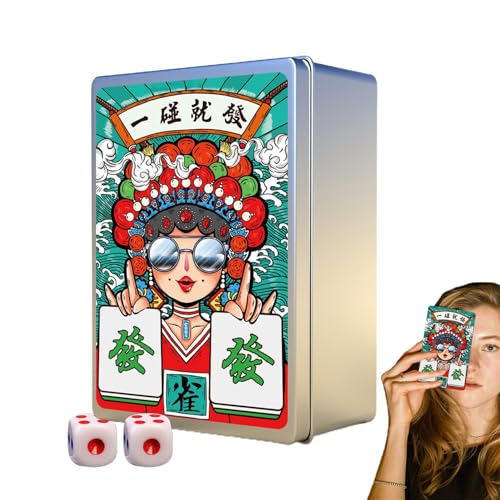 Tedious Mahjong-Spielkarten, Reise-Mahjong-Sets | 146 Stück/Set Mahjong-Spielkarten | American Majhong Games, tragbare, verdickte Karten für Pokerspiel, Festival, Picknick, Party, Heimunterhaltung von Tedious