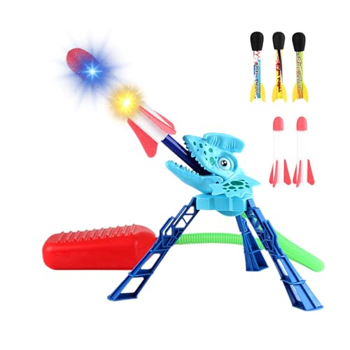 Tedious Spielzeug-Raketenwerfer für Kinder, Cartoon-Dinosaurier-Spielzeugwerfer mit 6 Schaumstoffraketen, Gartenspielzeug Raketen Kinderspielzeug STEM-Spielzeug, Weihnachts-Osterei-Geschenke von Tedious