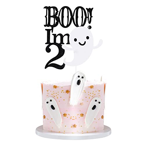 Boo I'm Two Cake Topper schwarzer Glitzer, Halloween 2nd Birthday Party Kuchendekoration mit Geist, Here for the Boos Kuchendekorationen Boo I'm Two Cake Topper schwarzer Glitzer, Halloween 2nd Birthday Party Kuchendekoration mit Geist, Here for the Boos Kuchendekorationen von TeePolly