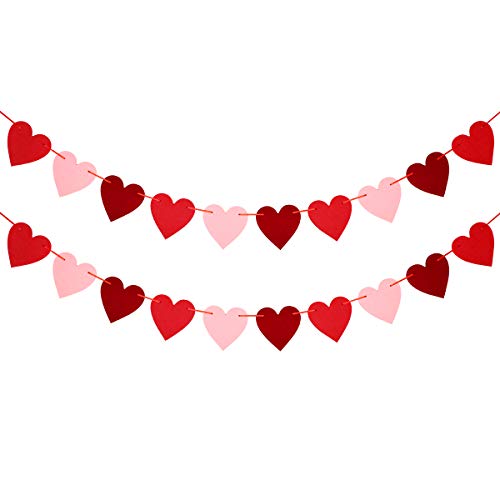 Filz-Herzgirlande – Valentinstag-Dekorationen – Valentinstag-Banner – kein Basteln – Hochzeit, Jahrestag, Geburtstag, Party-Dekorationen – Rot, Rosa und Rosarot Filz-Herzgirlande – Valentinstag-Dekorationen – Valentinstag-Banner – kein Basteln – Hochzeit, Jahrestag, Geburtstag, Party-Dekorationen – Rot, Rosa und Rosarot von TeePolly