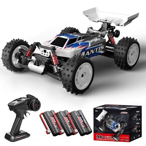 Teeggi 1/16 Ferngesteuertes Auto für Erwachsene, 70km/h RC Hohe Geschwindigkeit Drift Rennauto, 2.4GHz Bürstenloser Motor 4WD Off Road Race Buggy, 3 Batterien(Blau) von Teeggi