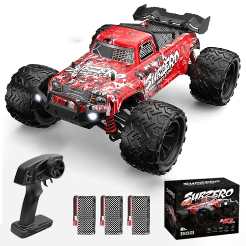 Teeggi 9500E Ferngesteuertes Auto,1:16 2.4G RC Hohe Geschwindigkeit Offroad Drift Rennauto, 40KM/H 4WD Offroad Auto Spielzeugauto, 3 Batterien (Rot) von Teeggi