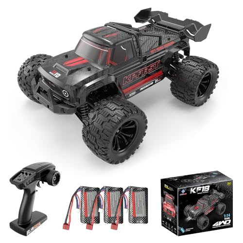 Teeggi Ferngesteuertes Auto 75km/h 3S Batterie,1:14 Bürstenloser Motor RC Hohe Geschwindigkeit Offroad Drift Rennauto, 4WD Off Road Race Buggy für Erwachsene, 3 Batterien (Schwarz) von Teeggi
