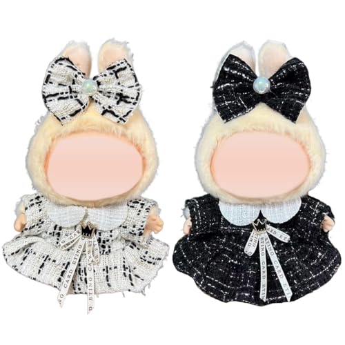 Teegxddy Puppenkleidung für Labubu-Puppe, 17 cm, Schwarz und Weiß, kompatibel mit Labubu-Outfit, Puppenzubehör, Geschenke für Mädchen und Jungen, 2 Stück von Teegxddy