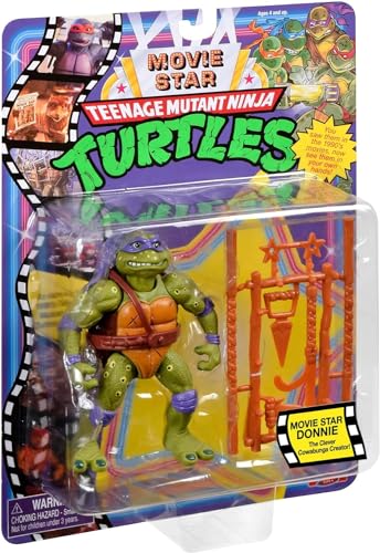 Teenage Mutant Ninja Turtles Classic 1991 Movie Star Turtle Donnie im Film-Styling-Paket mit charakteristischem Waffenzubehör, Geschenk für Turtles-Fans von Teenage Mutant Ninja Turtles