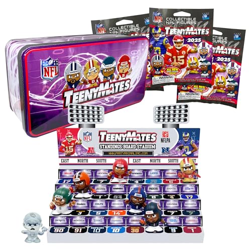 Teenymates Party Animal NFL 2024 Series 13 Sammlerdose, 7 Figuren (inkl. Color Rush QB), 2,5 cm groß, Teamfarben von Teenymates
