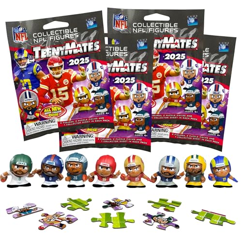 Teenymates Party Animal Series (13) 2024 NFL Figuren Blind Bags Geschenk-Set Party-Bundle - 4er-Pack - 8 Figuren insgesamt von Teenymates