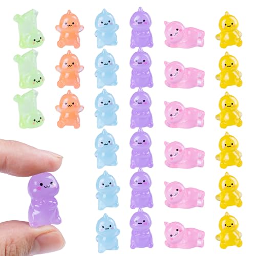 Mini-Dinosaurier-Figuren aus Kunstharz, 6 verschiedene kleine Tierfiguren, Großpackung für Mikro-Feengarten, Landschaftszubehör, verstecken, Basteln, Dekoration, 30 Stück von Teenzee