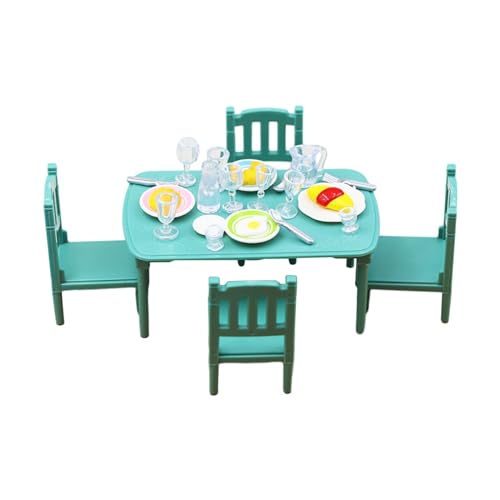 Puppenhaus-Esszimmermöbel-Set für Kinder im Maßstab 1:12 – Miniaturtisch und Stuhlmodell – perfekt für Feengärten und Puppenhaus-Dekor Puppenhaus-Esszimmermöbel-Set für Kinder im Maßstab 1:12 – Miniaturtisch und Stuhlmodell – perfekt für Feengärten und Puppenhaus-Dekor von Teesea