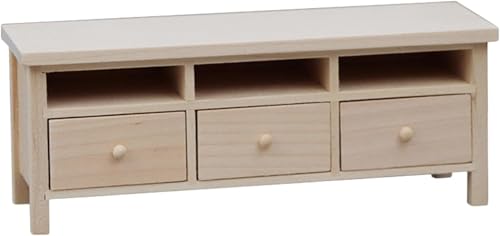 Puppenhaus-Möbel im Maßstab 1:12, Miniatur-TV-Schrank mit Schubladen, Holz, TV-Ständer, unlackiert, für Schlafzimmer, Ornamente, DIY-Szene, Wohnzimmer Puppenhaus-Möbel im Maßstab 1:12, Miniatur-TV-Schrank mit Schubladen, Holz, TV-Ständer, unlackiert, für Schlafzimmer, Ornamente, DIY-Szene, Wohnzimmer von Teesea