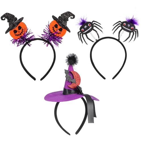 Teesea Halloween-Haarbänder für Frauen, Hexenhut und Kürbis, Haarschmuck für Partys und Cosplay, 3 Stück Teesea Halloween-Haarbänder für Frauen, Hexenhut und Kürbis, Haarschmuck für Partys und Cosplay, 3 Stück von Teesea