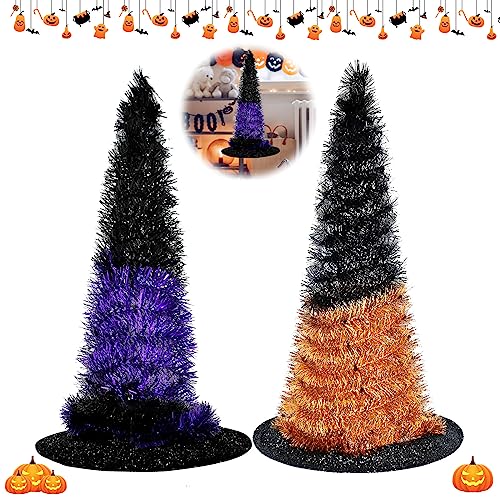 Halloween Hexenhut Ornament Dekor, 2 Stück Halloween-Dekorationen (1pcs Violett+1pcs Orange) von Tefola