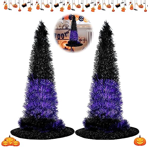 Halloween Hexenhut Ornament Dekor, 2 Stück Halloween-Dekorationen (2pcs Violett) von Tefola