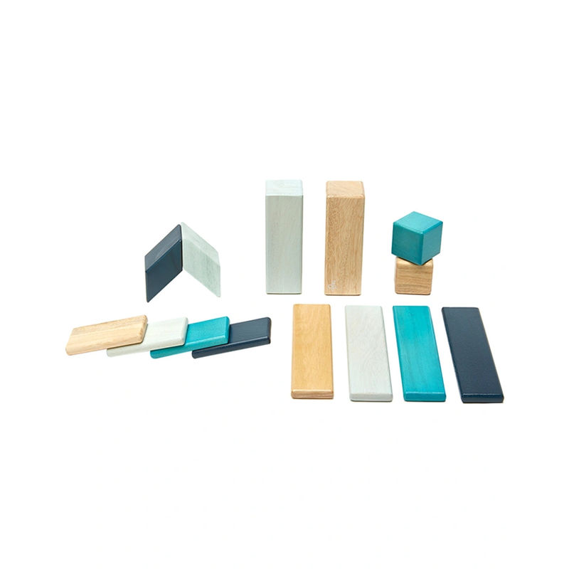 Magnet-Bausteine BLOCK 14-teilig aus Holz in blau von Tegu