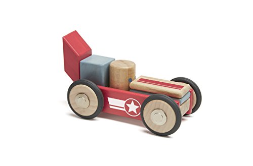 TEGU 5701412 Holzbausteine magnetisch, Stunt Team, Rennauto, 12-teilig von Tegu