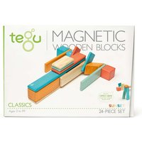 Tegu - 24 Magnetische Holzbausteine orange blau von Tegu
