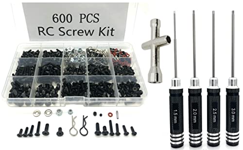 TEIRAY 600-teiliges RC-Schrauben-Set und RC-Schraubendreher, Sechskant-Schraubendreher-Set, Mutter-Stecknuss und für Traxxas Axial Arrma SCX10 Losi 1/8 1/10 1/12 1/16 1/8 RC Auto LKW Crawler TEIRAY 600-teiliges RC-Schrauben-Set und RC-Schraubendreher, Sechskant-Schraubendreher-Set, Mutter-Stecknuss und für Traxxas Axial Arrma SCX10 Losi 1/8 1/10 1/12 1/16 1/8 RC Auto LKW Crawler von TeiRAY