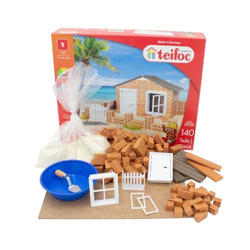 teifoc TEI 4500 Steinbaukasten - Strandhaus, Bastelset für Kinder ab 6 Jahren, Ostergeschenk für Mädchen und Jungen, Motorikspielzeug, DIY Modellbau 140 Bausteine von Teifoc