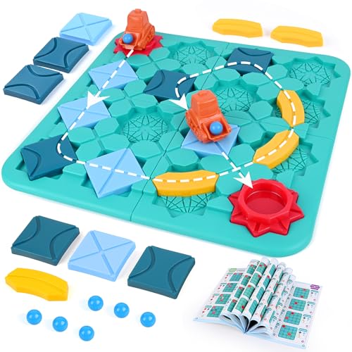 Logische Straße Builder Puzzle, Teklemon Logik Labyrinth Brettspiele für Kinder ab 3-8 Jahre, Logischer Straßenbauer großes Brett 37.5 x 37.5cm, 118+Herausforderungen Gehirn Spiele ZZ-ROADBUILDER01 von Teklemon