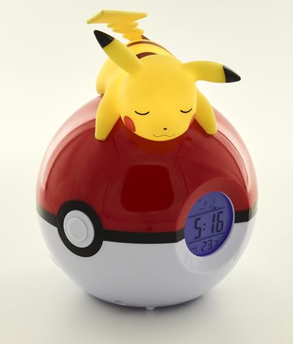 Pokémon- Pikachu Radiowecker mit Beleuchtung, einzigartig, 811354, gelb, 12 x H15 x 11,5 cm (Verpackung kann variieren) von TEKNOFUN