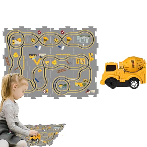 Puzzle-Track - Puzzlebrett mit Auto,Lernspielzeug, pädagogisches sensorisches Spielzeug zum Selbstzusammenbau, Autostrecke für 3–6 Jahre alte Jungen und Mädchen Teksome von Teksome