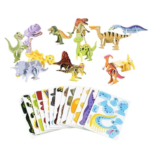 Teksome 3D-Puzzles – 3D-Puzzle-Set für Kinder, 25-teiliges 3D-Cartoon-Puzzle mit Tieren/Dinosauriern/Flugzeugen, frühpädagogisches Montessori-Spielzeug für Kinder von Teksome