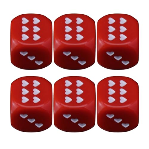 Teksome 6-Seiten Würfel - Acryl Würfel Für Brettspiele Mit Herz-Muster | 6 Stück Tragbares Spielzeug Für Reisen Abend Hausunterricht Urlaub Veranstaltung von Teksome
