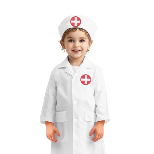 Teksome Arztkostüm Set - Kinder Arzt Verkleidungsset | Detailliertes Berufskostüm Maschinenwaschbar Für 3-8 Jahre – Karneval, Geburtstag & Berufe-Tag Kostümideen von Teksome