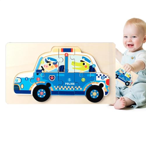 Teksome Baggerholzrätsel, Feuerwehrauto -Rätsel, Cartoon Kinderfahrzeug -Rätsel, Nettes Kreuzfahrtschiff -Spielzeug, Kinder Gehirn Teaser für Feinmotorik, Form der Wahrnehmung von Teksome