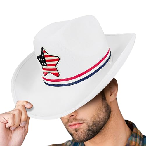 Teksome Cowboyhüte für Frauen, Cowgirl Hut - Flagge 4. Juli Patriotischer Cowboyhut - Kostüm Accessoire Western Files Headwear Classic für Männer Frauen Party Parade Teksome Cowboyhüte für Frauen, Cowgirl Hut - Flagge 4. Juli Patriotischer Cowboyhut - Kostüm Accessoire Western Files Headwear Classic für Männer Frauen Party Parade von Teksome