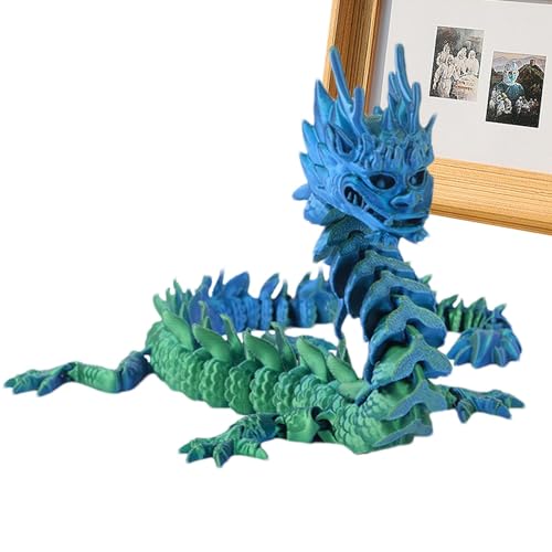 Teksome Drachen-Fidget-Spielzeug, 3D-gedrucktes Spielzeug | 13 Zoll Crystal Dragon 3D-Druckspielzeug - Chefschreibtischspielzeug, Osterkörbchenfüller, Flexibles 3D-Drachenspielzeug für die Eiersuche von Teksome