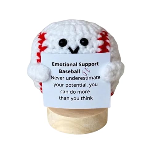 Teksome Emotionale Unterstützung Plüsch, Handgefertigter Motivationszitat Gestrickter Ball, Emotionale Unterstützung Häkelball mit inspirierendem Zitat für Home Workplace Desktop von Teksome