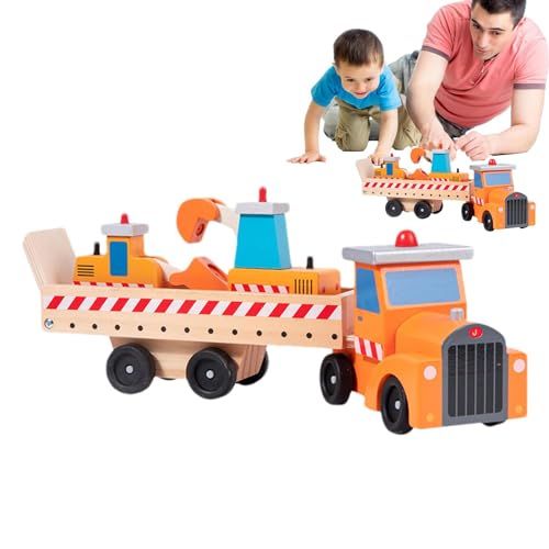 Teksome Fahrzeugspielzeug für Kinder, Baufahrzeuge für Kleinkinder,Sicheres Autospielzeug aus Holz | Verschleißfester Bauwagen und Spielzeug zum Geburtstag, Neujahr, Jubiläum von Teksome