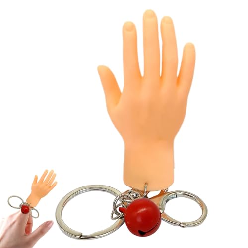 Teksome Mini-Schlüsselanhänger mit Flacher Hand, Miniatur-Schlüsselanhänger mit kleinen Händen - Sichere Flexible realistische Fingerpuppen,Gag Toys Lustiges Handspielzeug für lustige Shows, Ostern, von Teksome