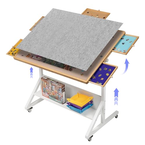 Tektalk Puzzletisch mit Winkel- & Höhenverstellung, Puzzlebrett mit Abdeckung & 5 Sortierschubladen, Puzzle Staffelei Kipptisch mit Beinen, für Puzzles bis zu 1500 Teile Tektalk Puzzletisch mit Winkel- & Höhenverstellung, Puzzlebrett mit Abdeckung & 5 Sortierschubladen, Puzzle Staffelei Kipptisch mit Beinen, für Puzzles bis zu 1500 Teile von Tektalk