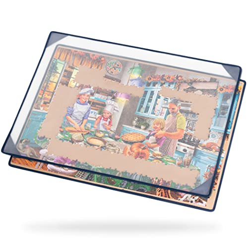 Tektalk Puzzle Board, tragbare Puzzlematte mit staubdichter Abdeckung zur Aufbewahrung von Puzzles, rutschfeste Oberfläche (Khaki, für bis zu 1000 Teile) von Tektalk