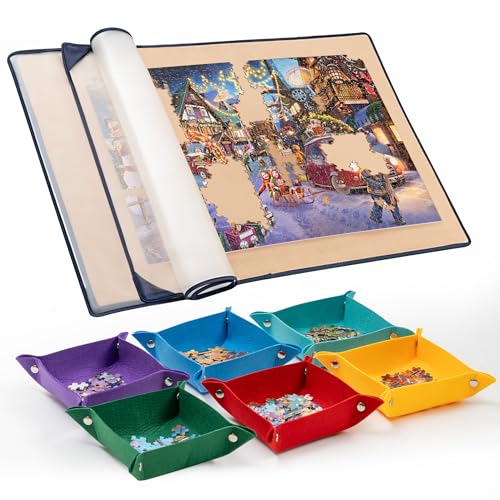 Tektalk Puzzlebrett mit 6 Farbsortiertabletts, tragbare Puzzlematte mit staubdichter Puzzle-Abdeckung für Puzzle-Aufbewahrung, Puzzle-Schutz, rutschfeste Oberfläche, bis zu 1500 Teile, Khaki Tektalk Puzzlebrett mit 6 Farbsortiertabletts, tragbare Puzzlematte mit staubdichter Puzzle-Abdeckung für Puzzle-Aufbewahrung, Puzzle-Schutz, rutschfeste Oberfläche, bis zu 1500 Teile, Khaki von Tektalk