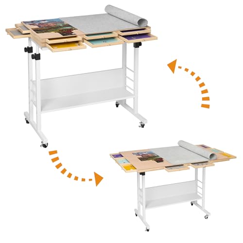 Tektalk Puzzletisch mit klappbarer Tischplatte, Höhenverstellung, Puzzlebrett mit 2 Filzbezug & 8 Sortierschalen, umschlossen mit 4 Rollenrädern, für bis zu 2000 Puzzleteile Tektalk Puzzletisch mit klappbarer Tischplatte, Höhenverstellung, Puzzlebrett mit 2 Filzbezug & 8 Sortierschalen, umschlossen mit 4 Rollenrädern, für bis zu 2000 Puzzleteile von Tektalk