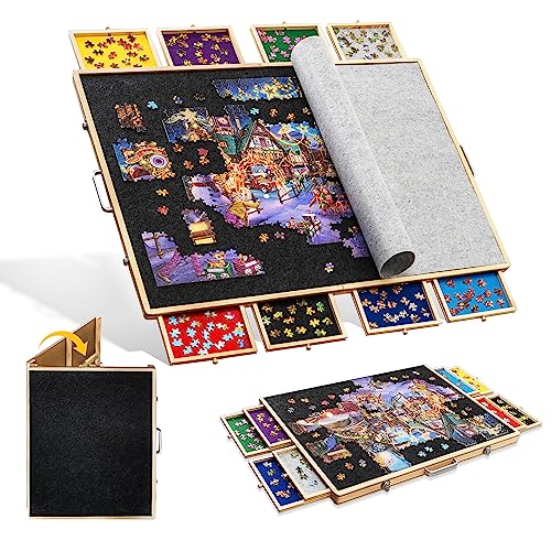 Tektalk faltbares Puzzlebrett für bis zu 2000 Puzzleteile, mit 8 Sortierschalen/Schubladen, Puzzletisch mit Deckel, einsetzbar für 2000, 1500, 1000, 500 Puzzleteile Tektalk faltbares Puzzlebrett für bis zu 2000 Puzzleteile, mit 8 Sortierschalen/Schubladen, Puzzletisch mit Deckel, einsetzbar für 2000, 1500, 1000, 500 Puzzleteile von Tektalk