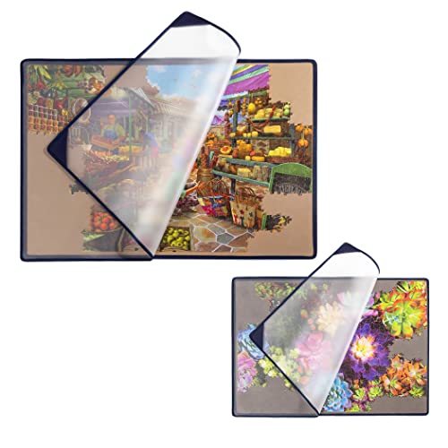 Tektalk tragbares doppelseitiges Puzzlebrett mit staubdichter Abdeckung zur Puzzleaufbewahrung, Puzzleschoner, rutschfeste Oberfläche, für bis zu 1000 Teile – Khaki/Grau Up to 1000 Pieces - Khaki/Gray von Tektalk