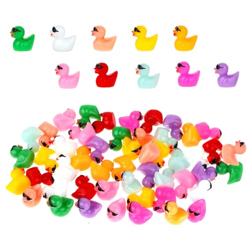 50 Stück Mini Enten Mit Sonnenbrille - Harz Landschafts Dekoration Figuren - Niedliche Miniatur Plastikenten Aus Kunstharz für DIY Puppenhaus Gartendekoration (10 Farben) von Telooco