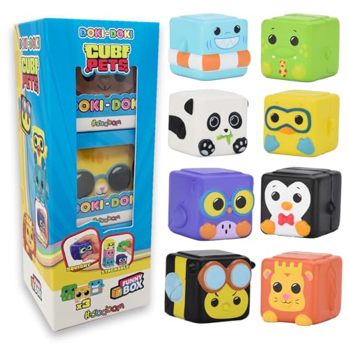 #sbabam Funny Box Doki Doki Cubi Pets, Weiche Duftwürfel mit Spieltieren für Kinder, 3-teilig, Kinderspiele vom Kiosk, Langsam aufsteigende stapelbare Bausteine ​​für Jungen und Mädchen von #sbabam