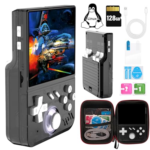 Mymini Retro Handheld Spielkonsole, Linux System 128G TF Karte 2W+ Spiele Handheld Game Console, 3.5 Zoll IPS Bildschirm Emulator Konsole Unterstützung 30 Arten Von Simulatoren von Temoo