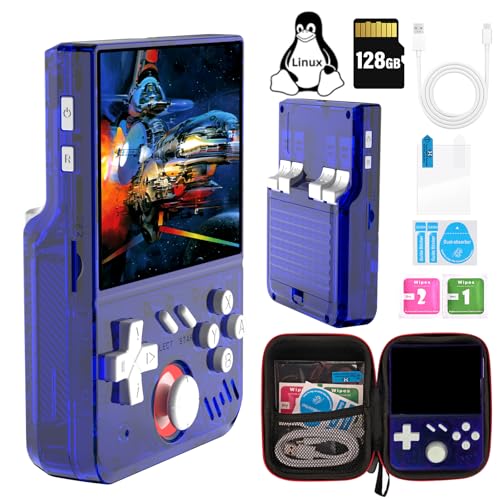 Mymini Retro Handheld Spielkonsole, Linux System 128G TF Karte 2W+ Spiele Handheld Game Console, 3.5 Zoll IPS Bildschirm Emulator Konsole Unterstützung 30 Arten Von Simulatoren von Temoo