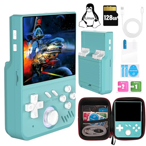 Mymini Retro Handheld Spielkonsole, Linux System 128G TF Karte 2W+ Spiele Handheld Game Console, 3.5 Zoll IPS Bildschirm Emulator Konsole Unterstützung 30 Arten Von Simulatoren von Temoo
