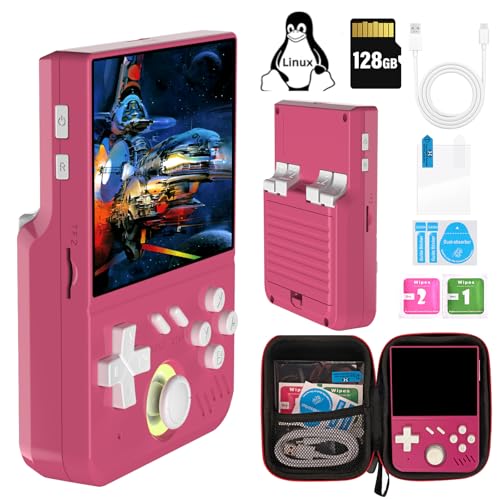 Mymini Retro Handheld Spielkonsole, Linux System 128G TF Karte 2W+ Spiele Handheld Game Console, 3.5 Zoll IPS Bildschirm Emulator Konsole Unterstützung 30 Arten Von Simulatoren von Temoo