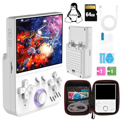 Mymini Retro Handheld Spielkonsole, Linux System 64G TF Karte 1,5W+ Spiele Handheld Game Console, 3.5 Zoll IPS Bildschirm Emulator Konsole Unterstützung 30 Arten Von Simulatoren von Temoo