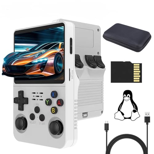 R36S Handheld Spielkonsole, 128G TF Karte 17000+ Spiele Open Source Linux System Retro Handheld Konsole mit Tasche, 10+ Emulatoren 3500mAh Akku 3,5 Zoll IPS Bildschirm Emulator Handheld von Temoo