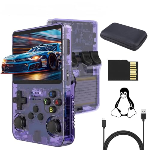 R36S Handheld Spielkonsole, 128G TF Karte 17000+ Spiele Open Source Linux System Retro Handheld Konsole mit Tasche, 10+ Emulatoren 3500mAh Akku 3,5 Zoll IPS Bildschirm Emulator Handheld von Temoo